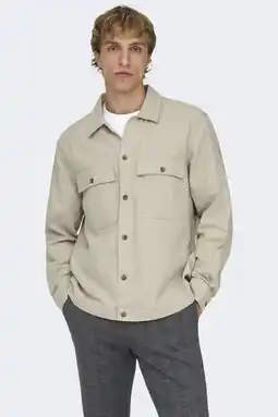 Wehkamp ONLY & SONS overshirt met linnen beige aanbieding