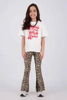 Wehkamp Vingino flared legging met panterprint bruin aanbieding