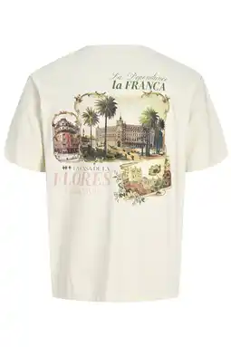 Wehkamp JACK & JONES PLUS SIZE regular T-shirt met backprint Plus Size ecru aanbieding