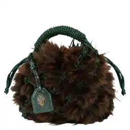 Wehkamp Kurt Geiger mini macramé handtas met imitatiebont bruin aanbieding