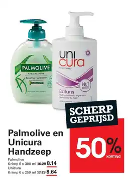 Sligro Palmolive en Unicura Handzeep aanbieding