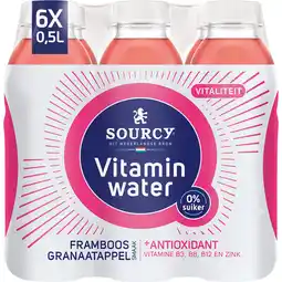 Albert Heijn Sourcy Vitaminwater framboos granaatapp 6-pack aanbieding