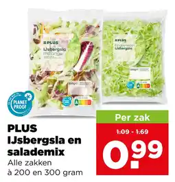 PLUS Plus ijsbergsla en salademix aanbieding