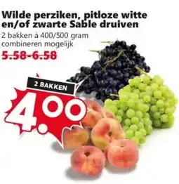 Coop Wilde perziken, pitloze witte en/of zwarte sable druiven aanbieding
