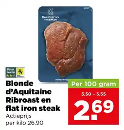 PLUS Blonde d'aquitaine ribroast en flat iron steak aanbieding
