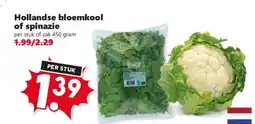 Coop Hollandse bloemkool of spinazie aanbieding