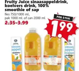 Coop Fruity juice sinaasappeldrink, koelvers drink, 100% smoothie of sap aanbieding