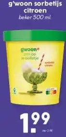 Coop G'woon sorbetijs citroen aanbieding