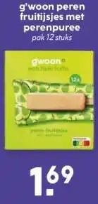 Coop G'woon peren fruitijsjes met perenpuree aanbieding