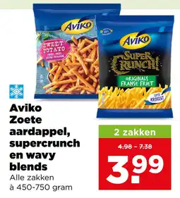 PLUS Aviko zoete aardappel, supercrunch en wavy blends aanbieding