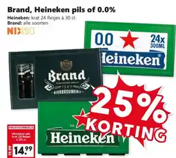 Coop Brand, heineken pils of 0.0% aanbieding