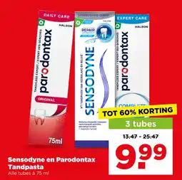 PLUS Sensodyne en Parodontax tandpasta aanbieding