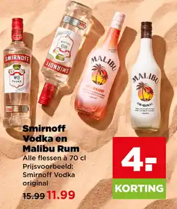PLUS Smirnoff Vodka en Malibu Rum aanbieding