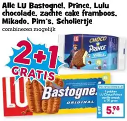 Boon`s Markt Alle LU Bastogne!. Prince, Lulu chocolade, zachte cake framboos. Mikado, Pim's, Scholiertje aanbieding
