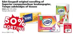 Coop Edet easypull original navulling of superior composteerbaar keukenpapier, tempo zakdoekjes of tissues aanbieding