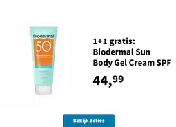Plein.nl 1+1 gratis: Biodermal Sun Body Gel Cream SPF aanbieding