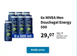 Plein.nl 6x NIVEA Men Douchegel Energy 500 aanbieding