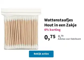 Plein.nl Wattenstaafjes Hout in een Zakje aanbieding