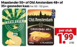 Dekamarkt Maaslander 50+ of Old Amsterdam 48+ of 35+ gesneden kaas aanbieding