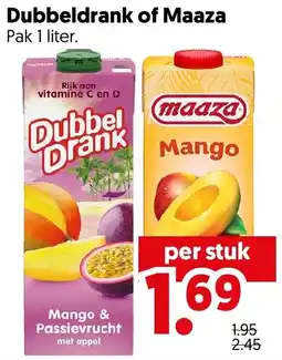Dekamarkt Dubbel Drank of Maaza aanbieding