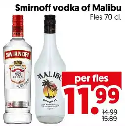 Dekamarkt Smirnoff vodka of Malibu aanbieding
