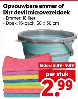 Dekamarkt Opvouwbare emmer of Dirt devil microvezeldoek aanbieding