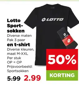 PLUS Lotto Sport- sokken , en t-shirt aanbieding