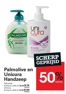 Sligro Palmolive en Unicura Handzeep aanbieding