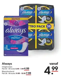 Sligro Always Inlegkruisjes aanbieding