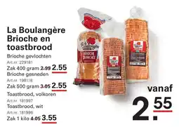 Sligro La Boulangère brioche en toastbrood aanbieding