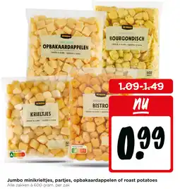 Jumbo Jumbo minikrieltjes, partjes, opbakaardappelen of roast potatoes aanbieding