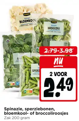 Jumbo Spinazie, sperziebonen, bloemkool- of broccoliroosjes aanbieding