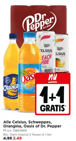 Jumbo Alle Celsius, Schweppes, Orangina, Oasis of Dr. Pepper aanbieding