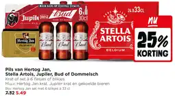 Jumbo Pils van Hertog Jan, Stella Artois, Jupiler, Bud of Dommelsch aanbieding