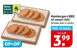Hoogvliet Hamburgers BBQ of sweet chili aanbieding