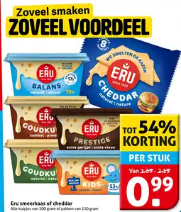 Hoogvliet Eru smeerkaas of cheddar aanbieding