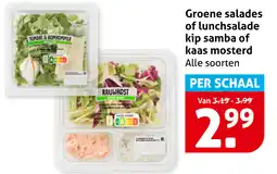Hoogvliet Groene salades of lunchsalade kip samba of kaas mosterd aanbieding