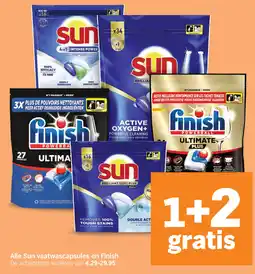 Albert Heijn Alle Sun vaatwascapsules en Finish aanbieding