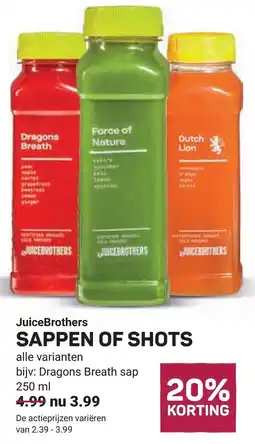 Ekoplaza JuiceBrothers sappen of shots aanbieding