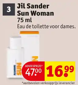 Kruidvat Jil sander sun woman aanbieding