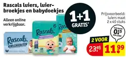 Kruidvat Rascals luiers, luier broekjes en babydoekjes aanbieding