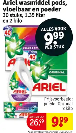 Kruidvat Ariel wasmiddel pods, vloeibaar en poeder aanbieding