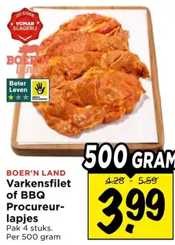 Vomar Voordeelmarkt Boer'n Land Varkensfilet of BBQ Procureurlapjes aanbieding