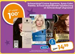 Trekpleister Schwarzkopf Creme Supreme, Syoss Color, Palette, Schwarzkopf Blonde haarkleuring en Schwarzkopf uitgroeiset aanbieding