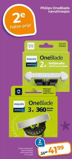 Trekpleister Philips OneBlade navulmesjes aanbieding