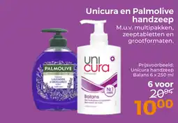 Trekpleister Unicura en Palmolive handzeep aanbieding