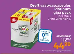 Trekpleister Dreft vaatwascapsules Platinum giga pack aanbieding