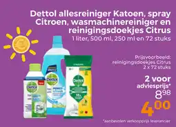 Trekpleister Dettol allesreiniger Katoen, spray Citroen, wasmachinereiniger en reinigingsdoekjes Citrus aanbieding