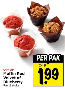 Vomar Voordeelmarkt Muffin Red Velvet of Blueberry aanbieding