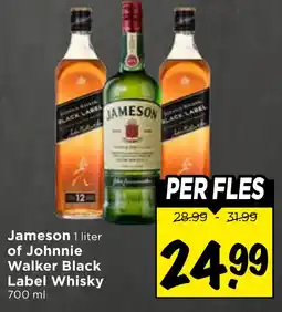 Vomar Voordeelmarkt Jameson 1 liter of Johnnie Walker Black Label Whisky aanbieding